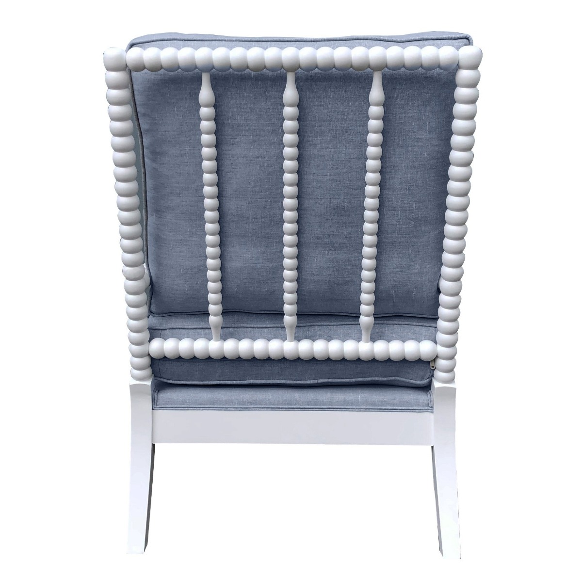 "Bobbin" Hamptons Style Linen Fabric & Oak Timber Armchair, White & Duck Egg (RRP $1799) - Image 3
