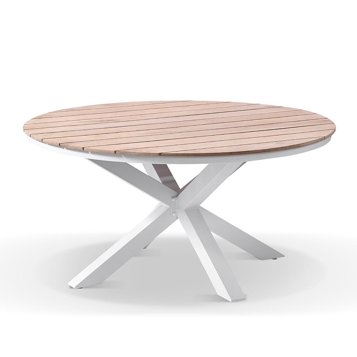 "Santorini" Hamptons Style 7 Piece Setting with Round Outdoor Aluminium 1.5m Dining Table White and 6 Grey Montego Bay Chairs - Image 2