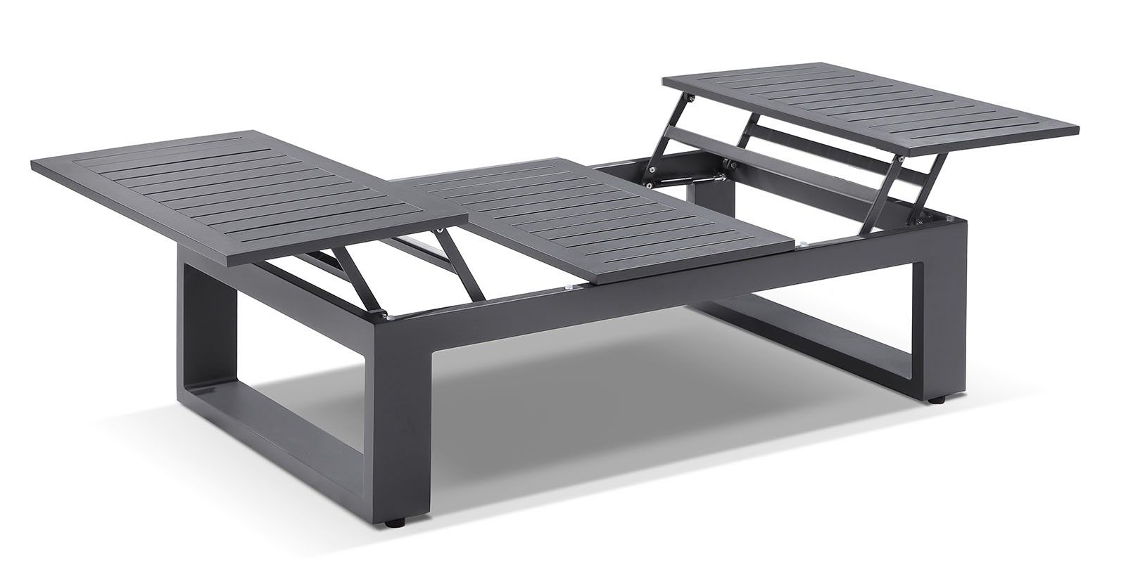 "Hawaii" Hamptons Style Outdoor Setting with 3 + 2 + 1 + 1 Seater Lounges in Charcoal with Olefin Grey Cushions plus Coffee Table - Image 6