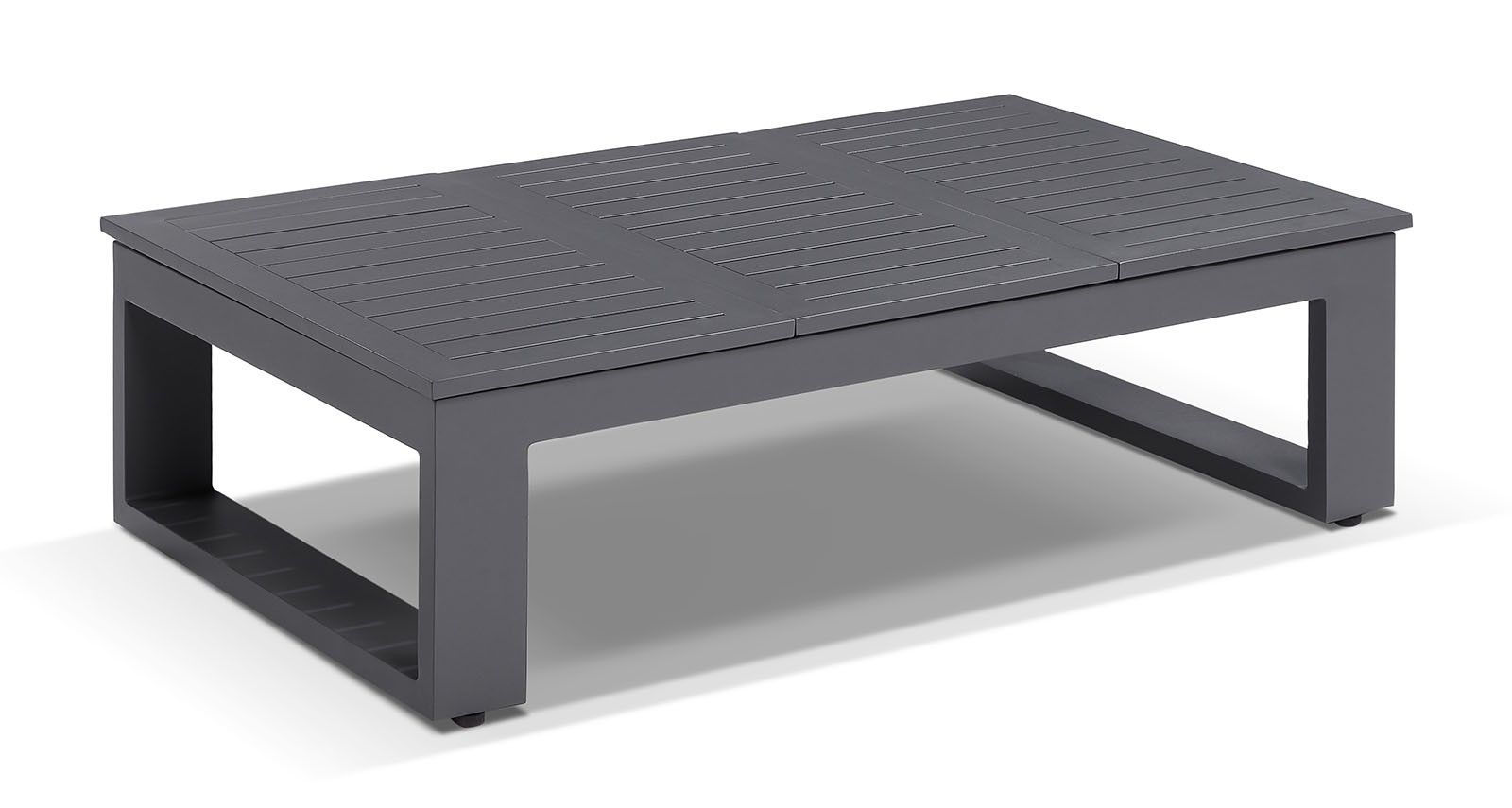 "Hawaii" Hamptons Style Outdoor Setting with 2 Seater Lounge & 2 x 1 Seater Lounges plus Coffee Table in Charcoal with Olefin Grey Cushions - Image 4