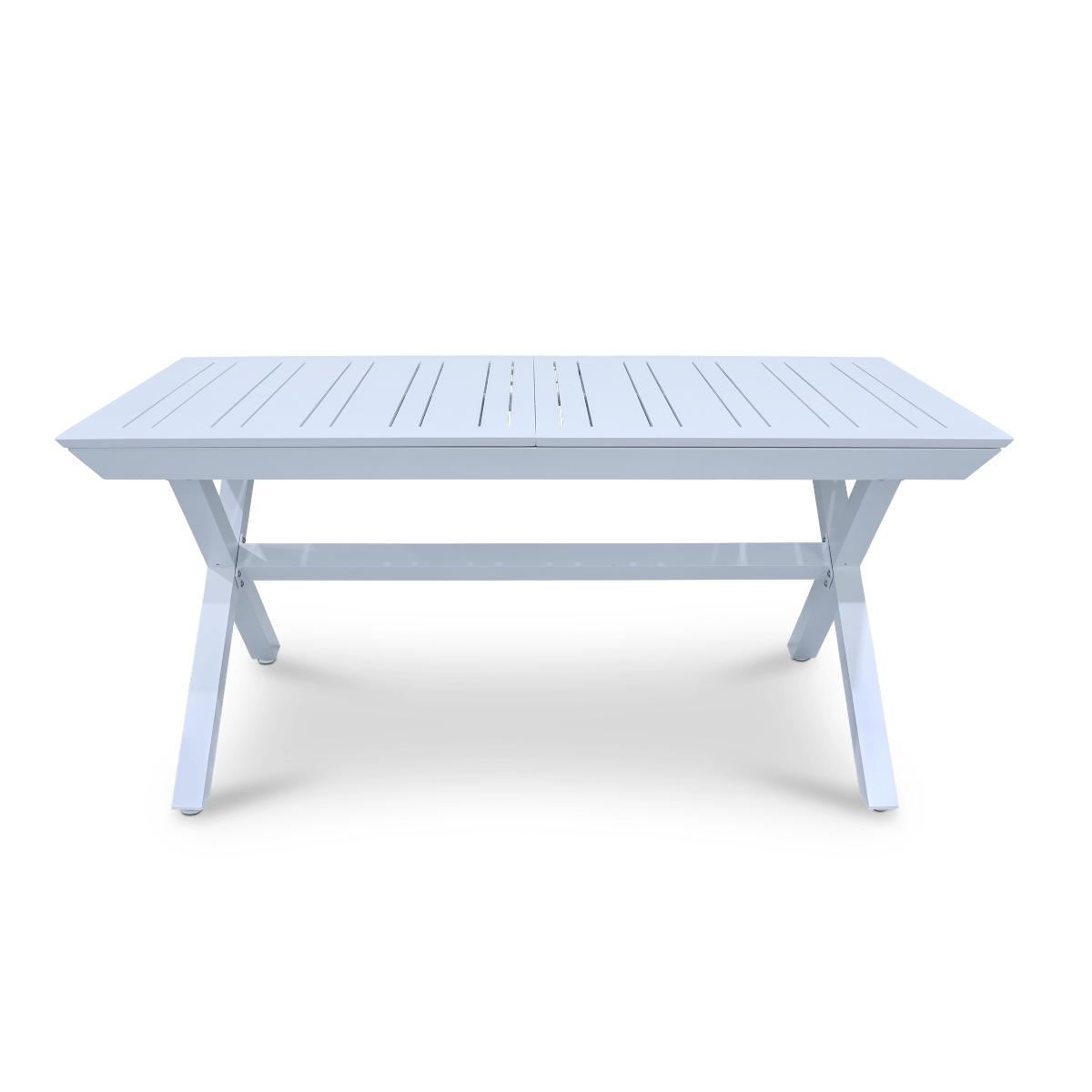 "Breeze" Hamptons Style Outdoor 9 Piece Extension Dining Setting in Arctic White with Platinum Olefin Cushions - Image 3