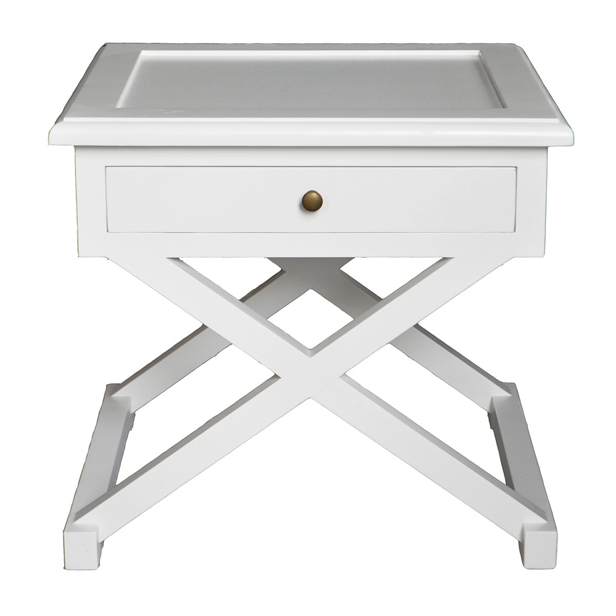 "Isla" Hamptons Style Timber Side Table White, 60cmW x 50cmD x 65cmH (RRP $849)