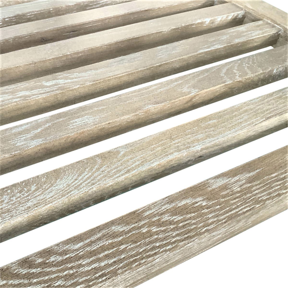 "Cabana" Hamptons Style Solid Timber Glass Top Side Table, White Wash Oak,60cmW x 60cmD x 45cmH (RRP $799) - Image 3