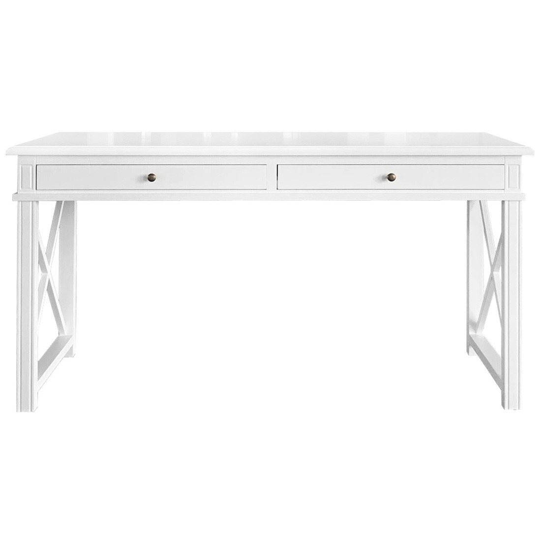 "Noosa" Hamptons Style Solid Timber Desk White, 150cmW x 55cmD x 78cmH (RRP $1699)