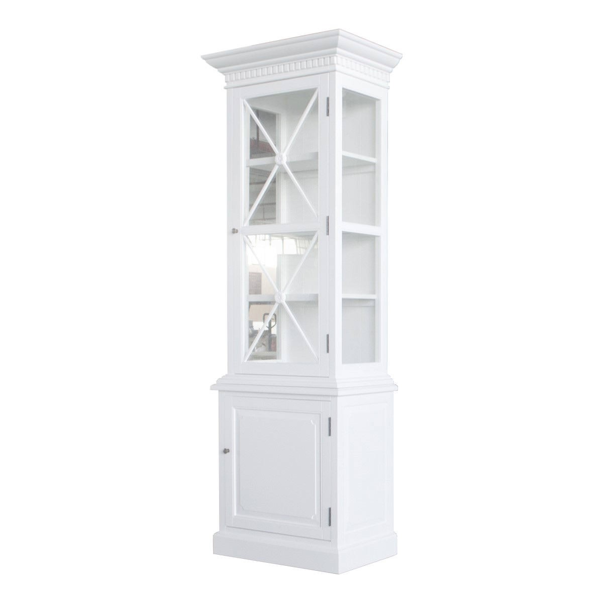 "Balmoral" Hamptons Style Timber French Single Door Sideboard & Hutch Display Cabinet, White 75cmW x 45cmD x 220cmH (RRP $2999)