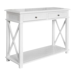 "Noosa" Hamptons Style Solid Timber Hall Table White, 110cmW x 40cmD x 80cmH (RRP $1499)