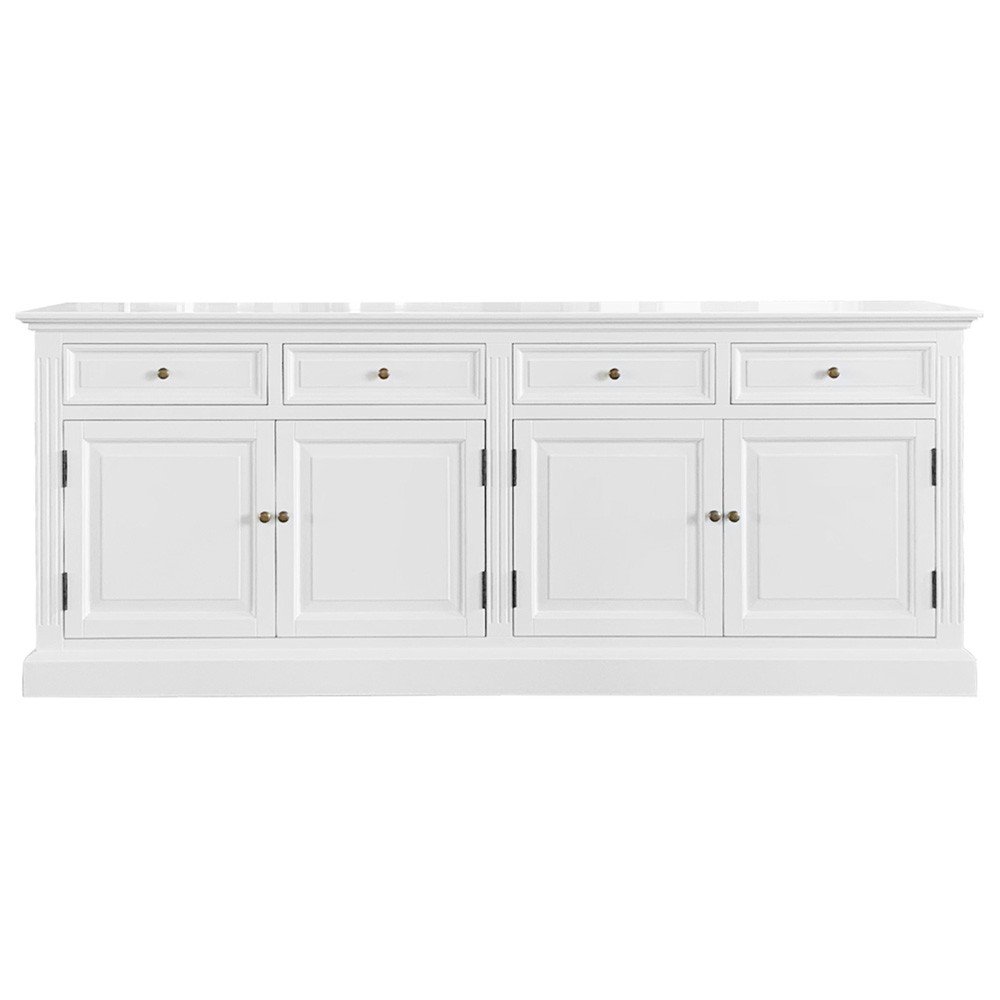 "Maine" Hamptons Style 4 Door 4 Drawer Buffet Sideboard White, 200cmW x 43cmD x 80cmH (RRP $3499)