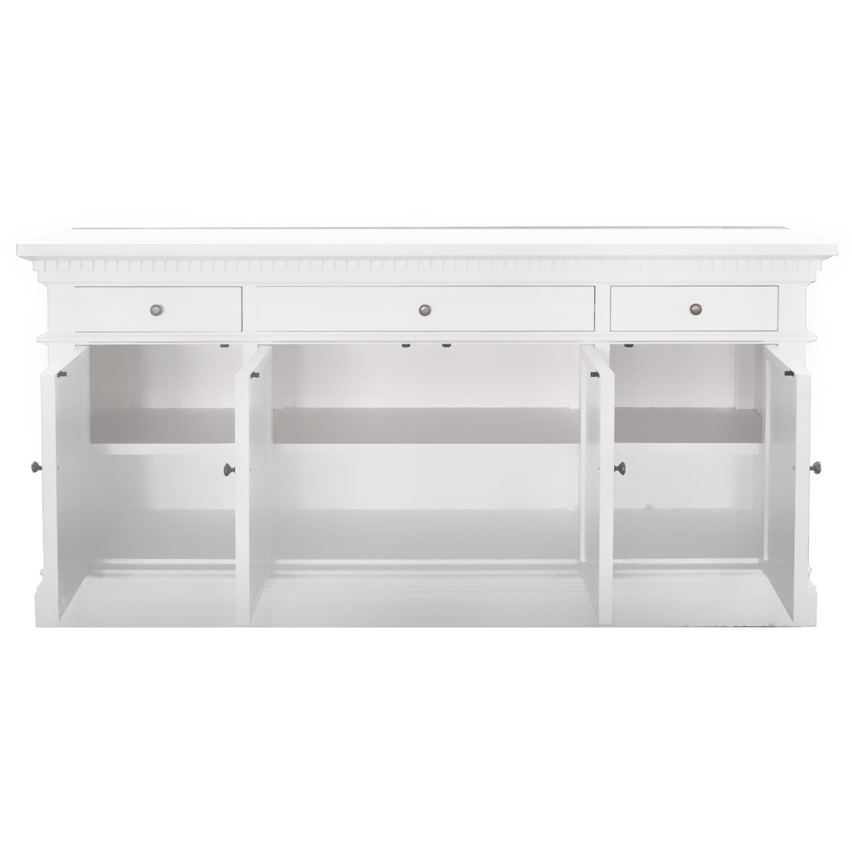 "Harbord" Hamptons Style 4 Door 3 Drawer Buffet Sideboard White, 165cmW x 48cmD x 81cmH (RRP $3499) - Image 3