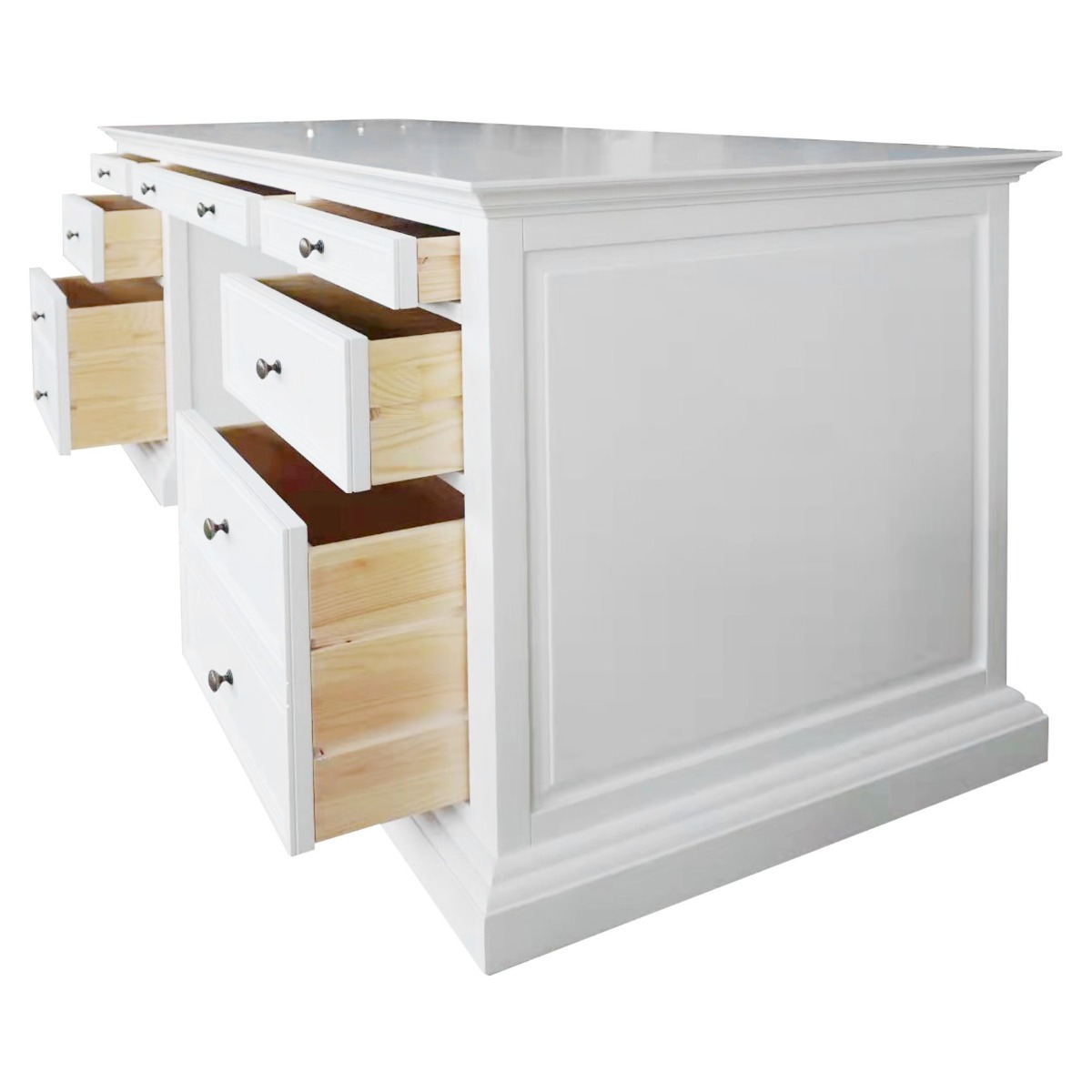 "Maine" Hamptons Style Timber Executive Desk, White, 180cmW x 74cmD x 78cmH (RRP $3999) - Image 3