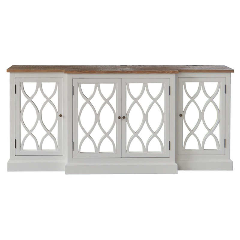 "Sienna" Hamptons Style 4 Door Buffet Sideboard Natural / White, 200cm (RRP $3499)