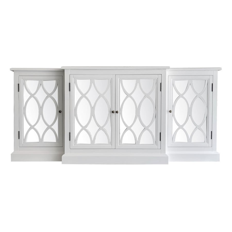 "Sienna" Hamptons Style 4 Door Buffet Sideboard White, 200cm W x 50cm D x 90cm H (RRP $3499)