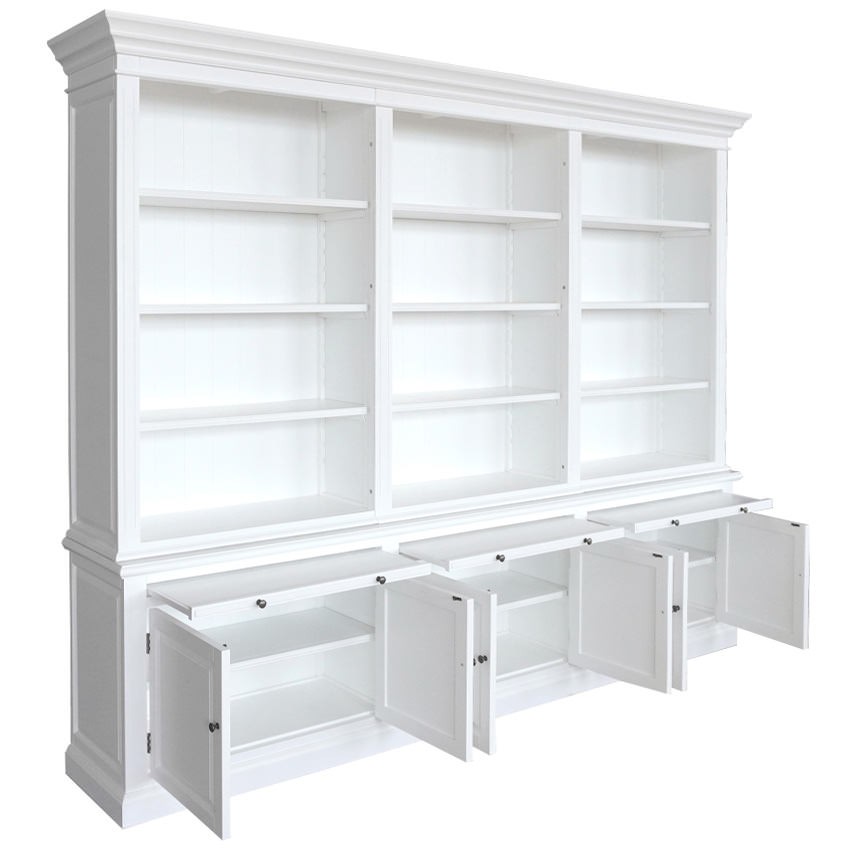 "Daydream" Hamptons Style 3-Bay Timber Library Bookcase White, 300cm W x 43cm D x 230cm H (RRP $9999) - Image 3