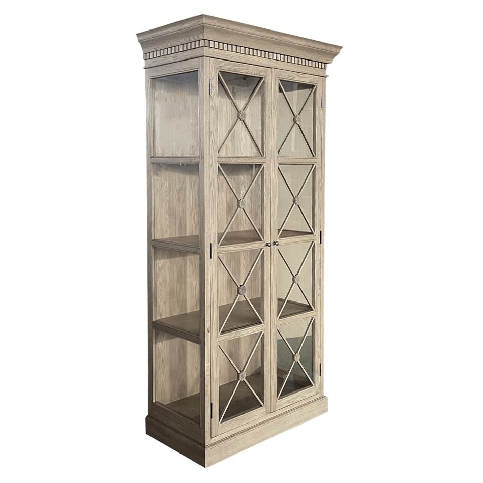 "Maine" Hamptons Style 2 Door Timber Display Unit Weathered Oak, 112cm W x 56cm D x 220cm H - 1 in stock!! - Image 2