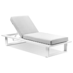 wp-image-tigress-40123.jpg "Barbados" Hamptons Style Aluminium Sun Lounge in White with Olefin Grey Cushions