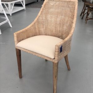 wp-image-tigress-40202.jpg "Coral Bay" Hampton Style Rattan Dining Chair Whitewash, Mindi Timber Legs (RRP $449)