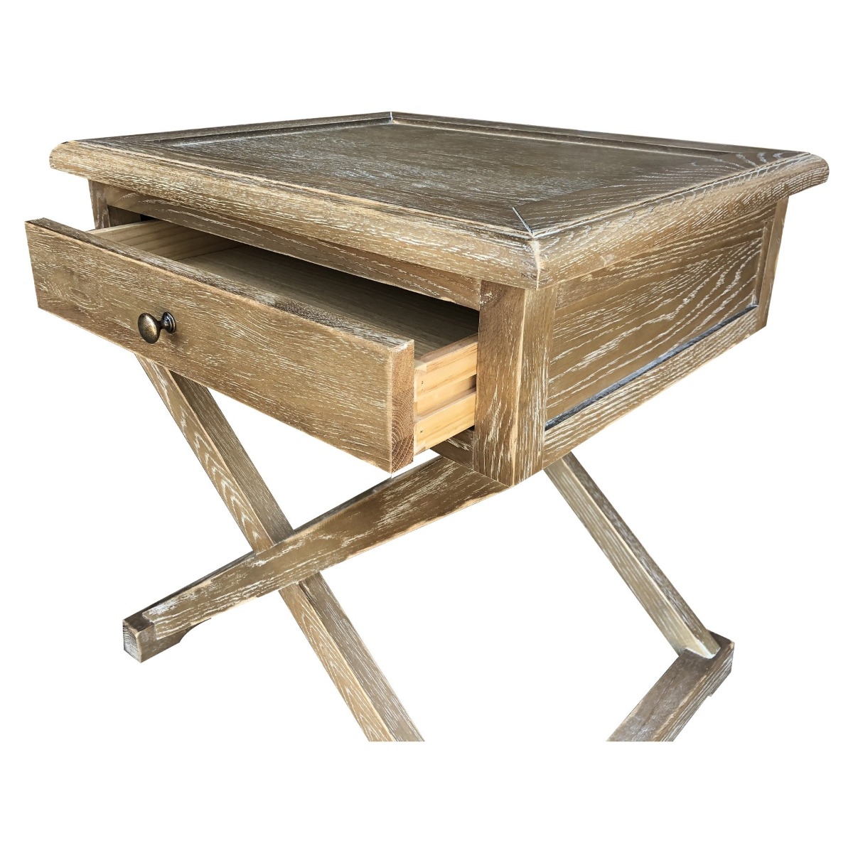 "Isla" Hamptons Style Timber Side Table Burnt Oak, 60cmW x 50cmD x 65cmH (RRP $849) - Image 3