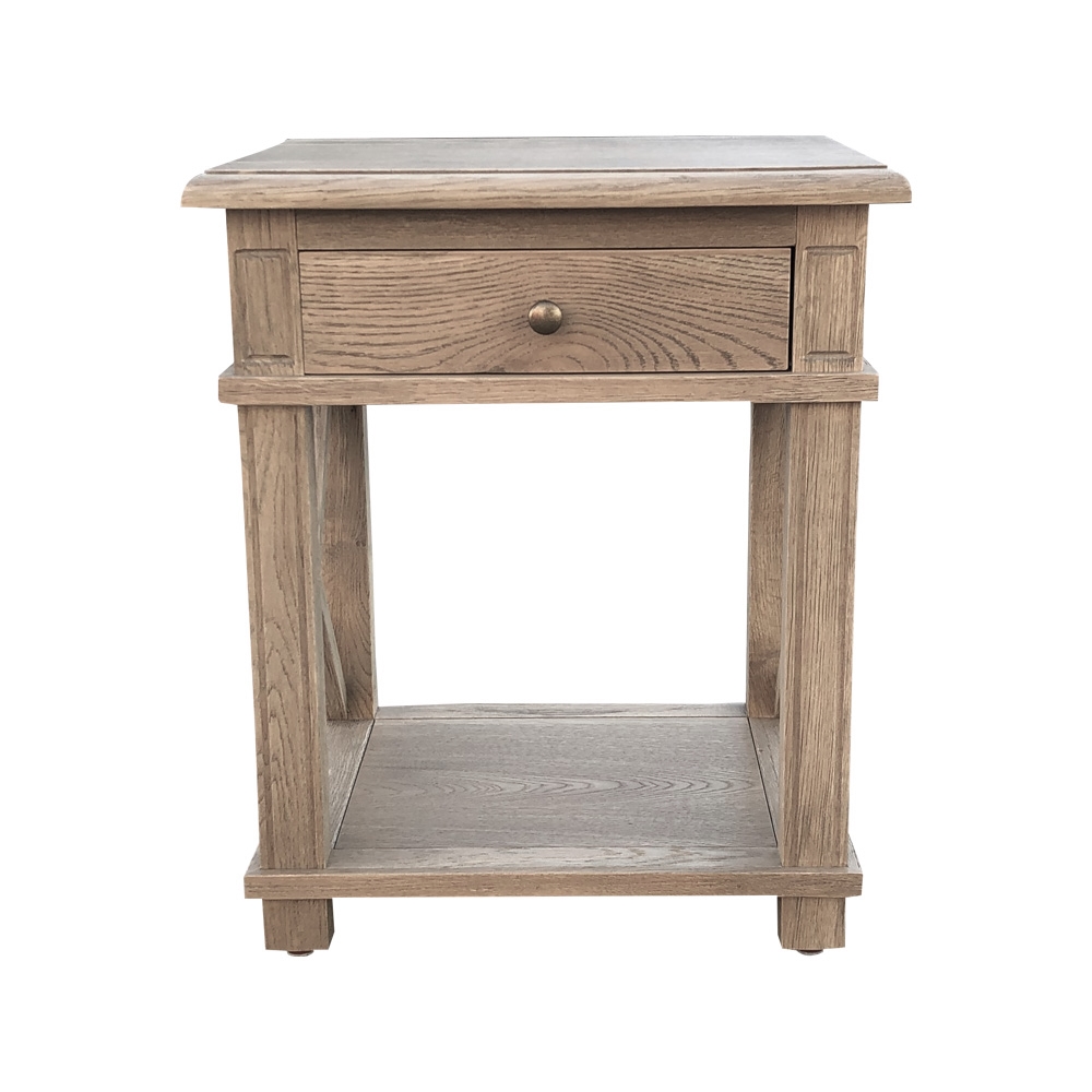 "Noosa" Hamptons Style Solid Timber Side Table, Weathered Oak 76cmW x 42cmD x 74cmH (RRP $1199)