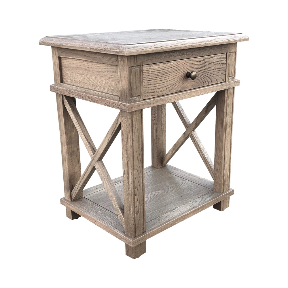 "Noosa" Hamptons Style Solid Timber Side Table, Weathered Oak 76cmW x 42cmD x 74cmH (RRP $1199) - Image 2