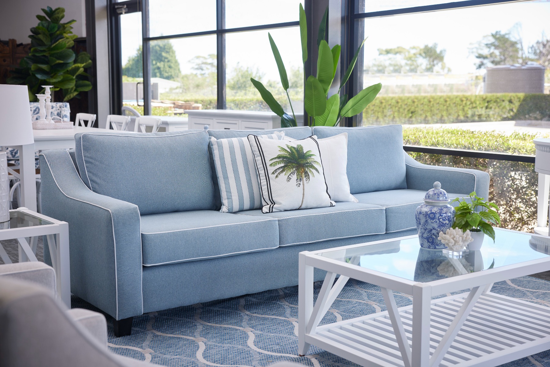 "Amalfi" Australian Made Hamptons Style 4 Seater Lounge, 260cm x 93cm x 80cmH, 5 Colours (RRP $2999)