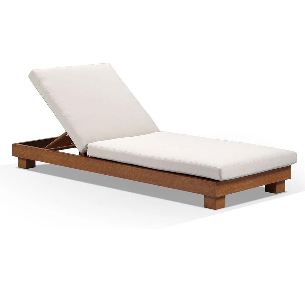 "Hawaii" Hamptons Style Aluminium Sun Lounge in Teak Look with Cream Cushion