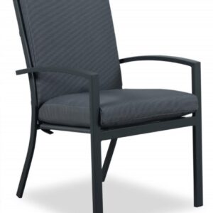 "Santorini" Resort Style Outdoor Aluminium High Back Dining Chair in Gunmetal, Grey Seat & Back Cushion (RRP $349)