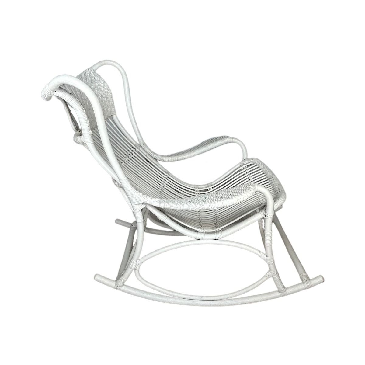 "Byron" Alfresco Hamptons Style Rattan Cane Rocking Chair White, 66cmW x 94cmD x 102cmH (RRP $699) - Image 3