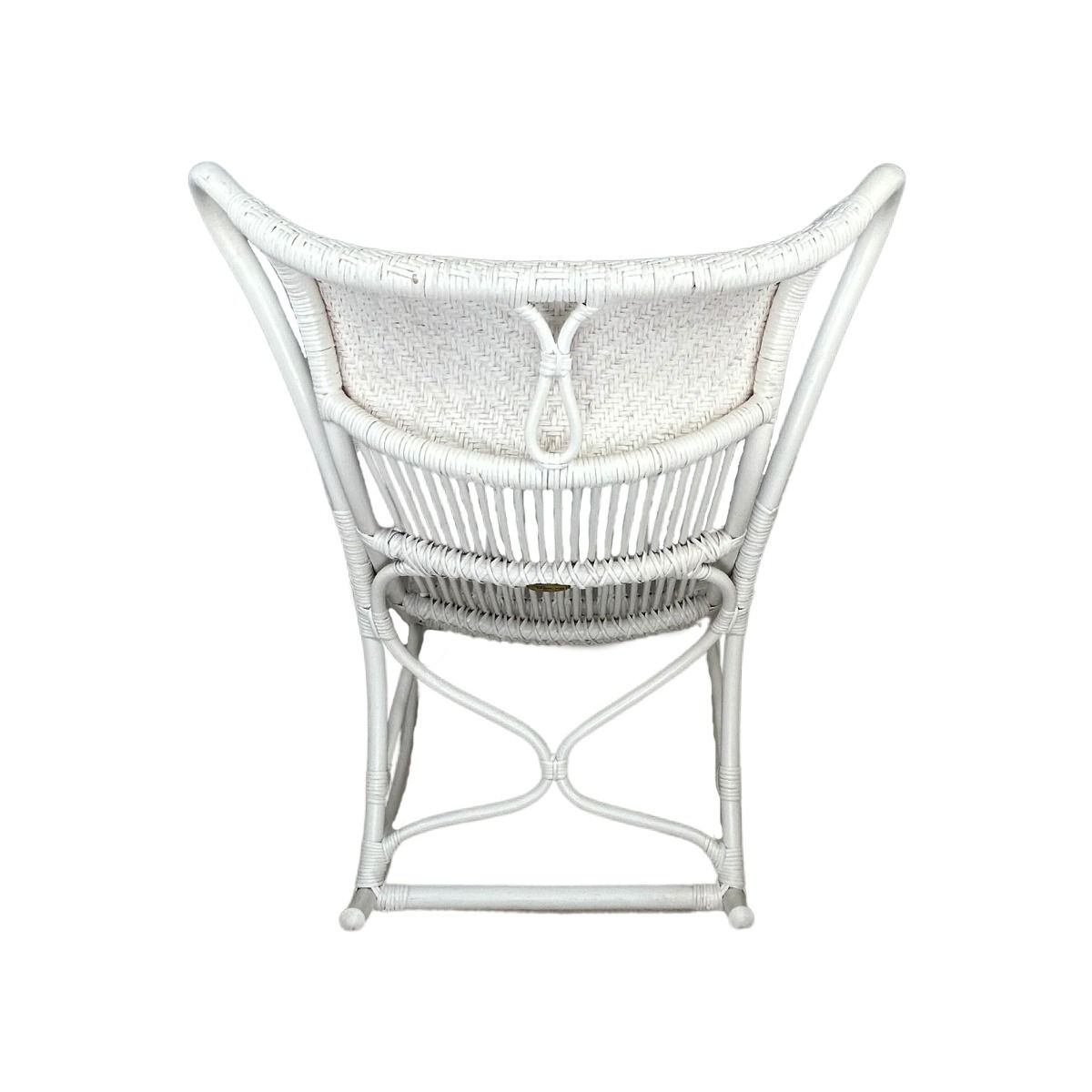 "Byron" Alfresco Hamptons Style Rattan Cane Rocking Chair White, 66cmW x 94cmD x 102cmH (RRP $699) - Image 4