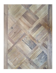 "Marrakesh" Hardwood Parquetry Hall Table with Turned Legs Recycled Elm, 140cm x 40cm x 85cm (RRP $1199) - Image 2