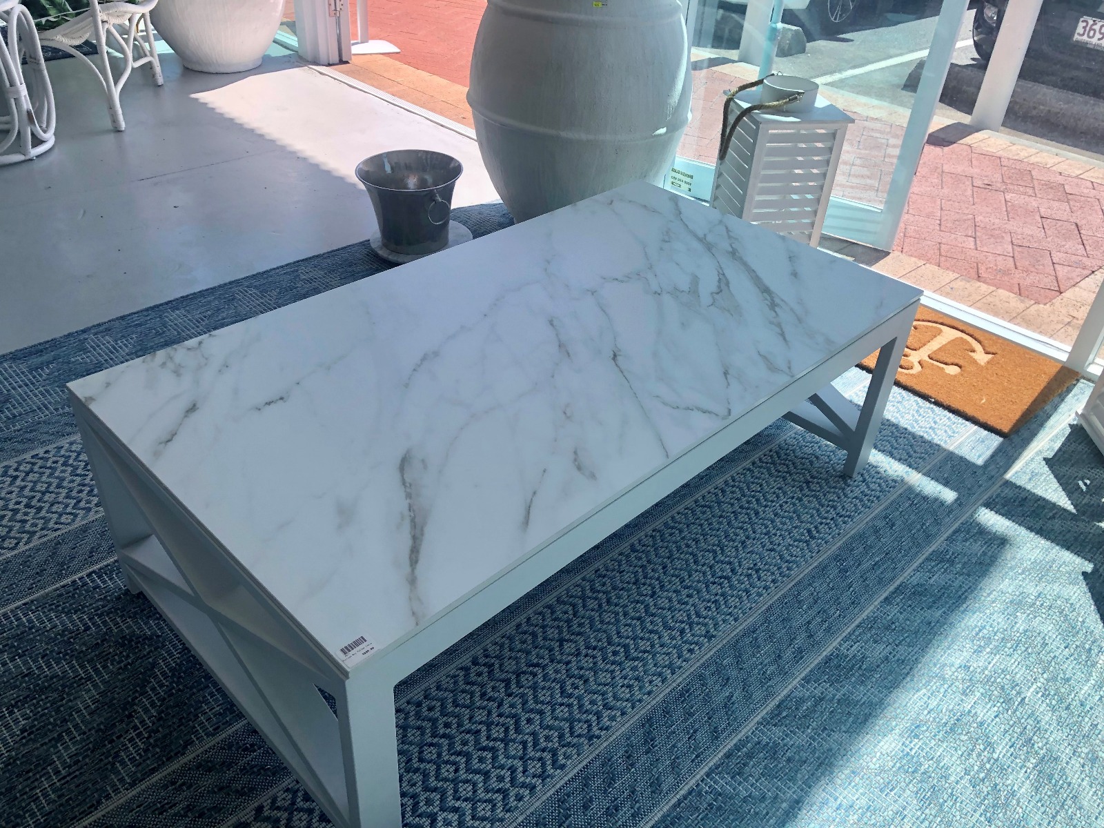 "Montego Bay" Hamptons Style Outdoor Aluminium Coffee Table White, 130cmx70cmx42cmH - Image 4