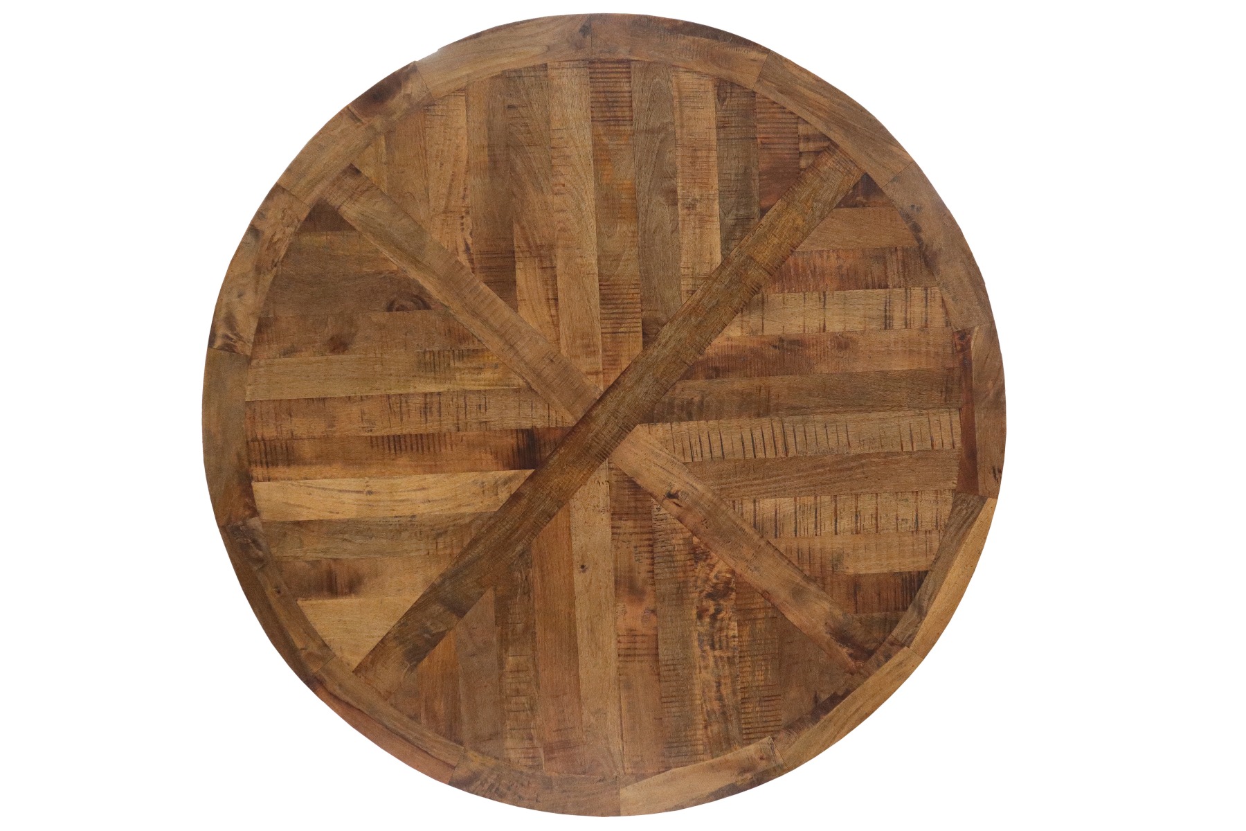 "Whitsunday" Hamptons Style Parquetry Hardwood Timber 180cm Round Dining Table, Vintage Finish (RRP $3999) - Image 2