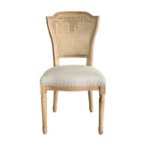 wp-image-tigress-40994.jpg “Marseille" Hamptons Style Rattan Back Dining Chair with Cushioned Seat, Weathered Oak Linen Seat (RRP $699)
