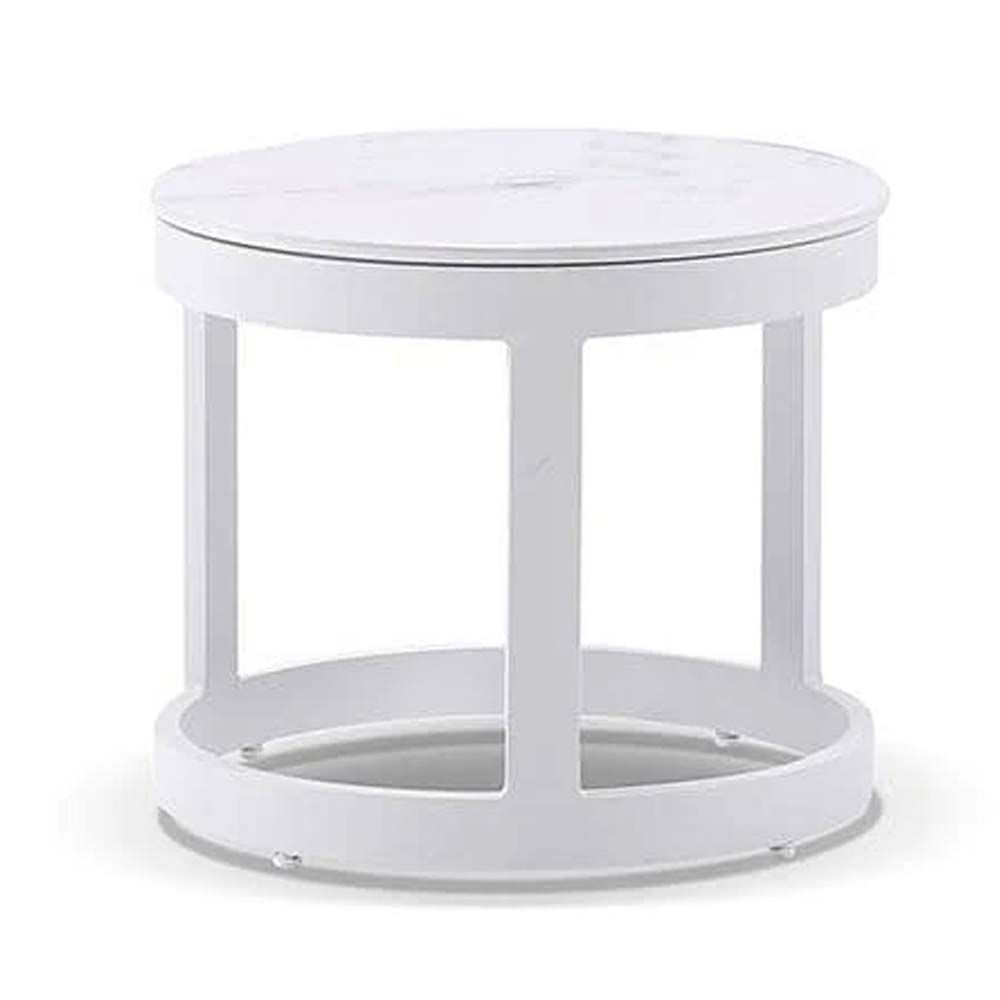 "Montego Bay" Hamptons Style Outdoor Aluminium 3 Piece Set, 2 x Armchairs White with Navy & White Stripe Cushions + Side Table (RRP $2199) - Image 2