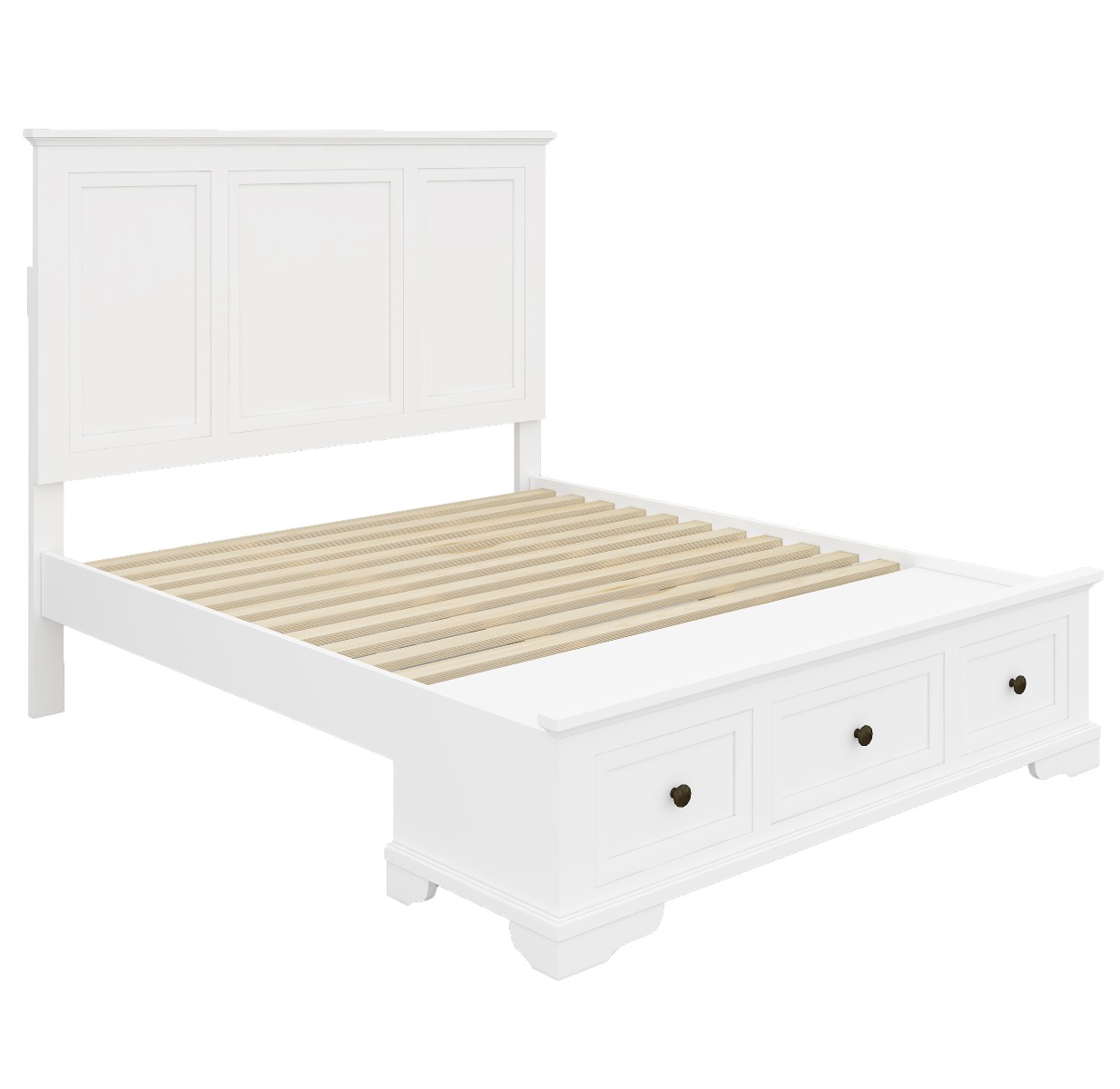 "Sophia" Hampton Style Hardwood Timber Queen Bed 5 Piece Dresser Package, White (RRP $4699) - Image 3