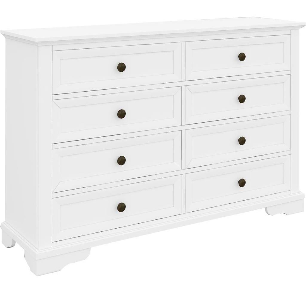 "Sophia" Hampton Style Hardwood Timber Dresser 8 Drawers White, 150cm x 44cm x 100cm (RRP $1499)