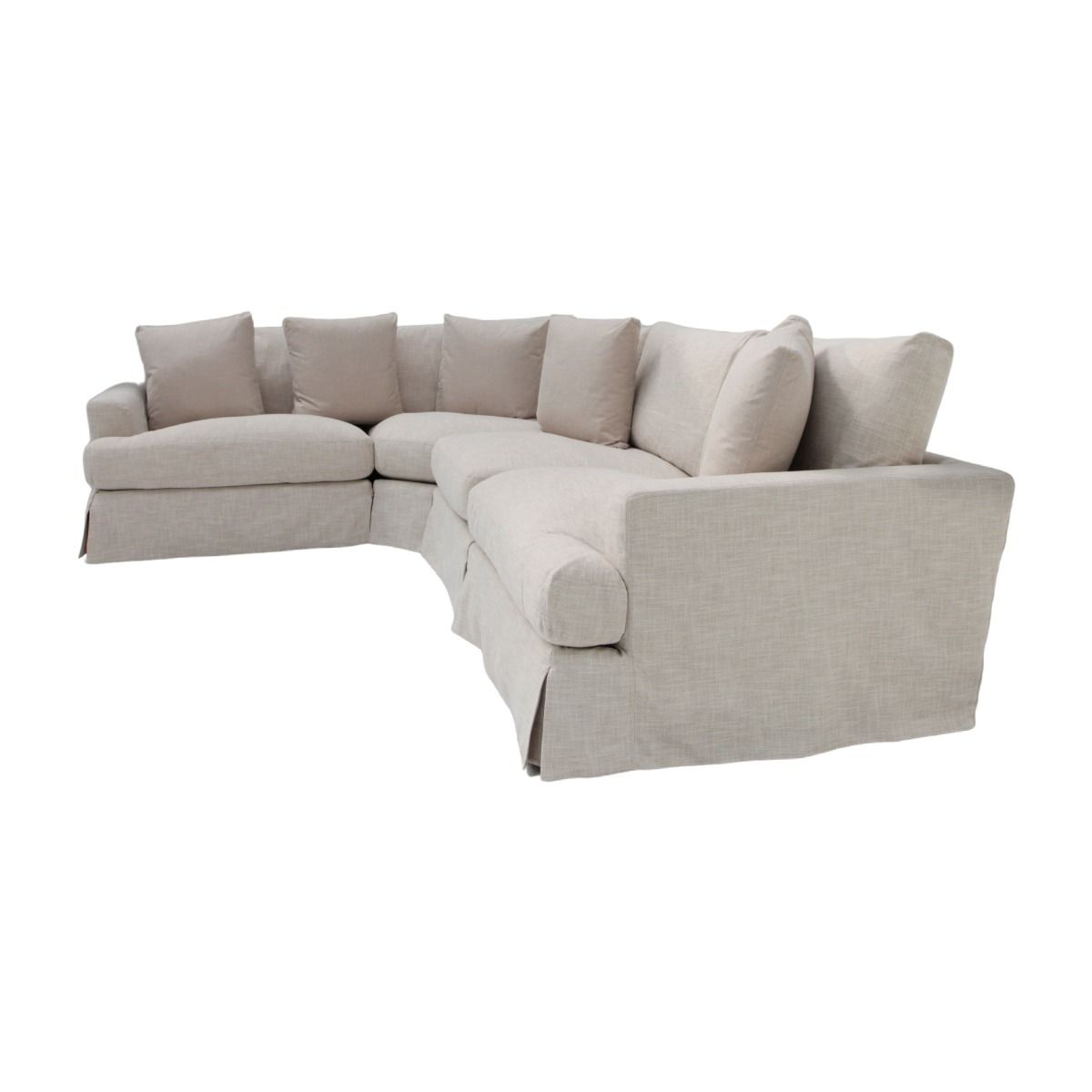 "Somerset" Hamptons Style Fabric Corner 4 Piece Modular Sofa Lounge Feather Filled with Removable Slip Covers, Linen (RRP $5999) - Image 3