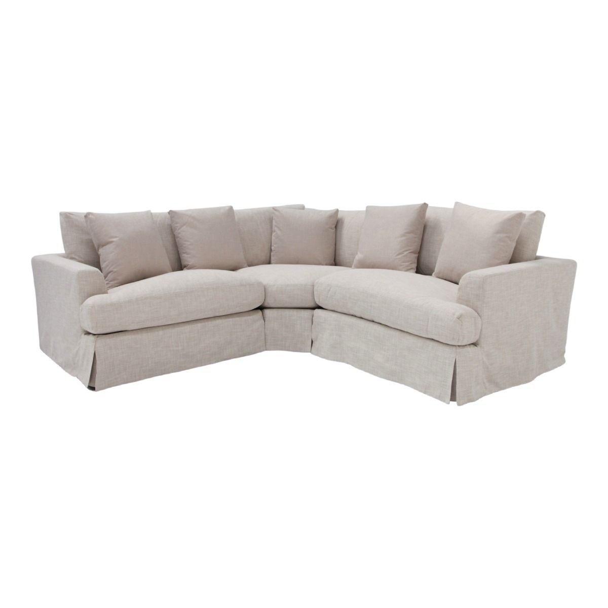 "Somerset" Hamptons Style Fabric Corner 3 Piece Modular Sofa Lounge Feather Filled with Removable Slip Covers, Linen (RRP $4999)