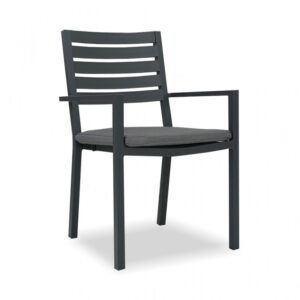 wp-image-tigress-41223.jpg "Sorrento" Resort Style Outdoor Aluminium Dining Chair Gunmetal, Grey Seat Cushion (RRP $249)