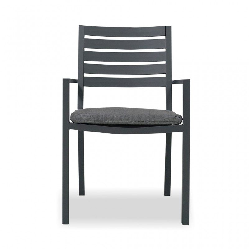 "Sorrento" Resort Style Outdoor Aluminium Dining Chair Gunmetal, Grey Seat Cushion (RRP $249) - Image 2