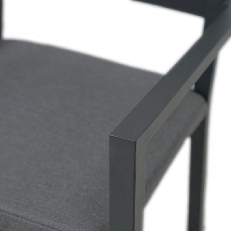 "Sorrento" Resort Style Outdoor Aluminium Dining Chair Gunmetal, Grey Seat Cushion (RRP $249) - Image 3