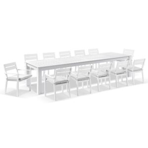 wp-image-tigress-41240.jpg "Montego Bay" Hamptons Resort Style Aluminium Dining Table 355cm x 102cm with 12 Montego Bay Chairs, White (RRP $6999)