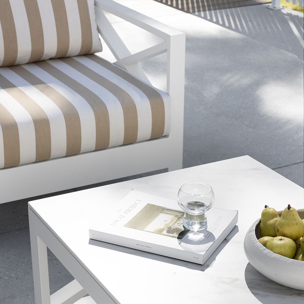 "Montego Bay" Hamptons Style Outdoor Aluminium 2 Seater Lounge with Sunbrella Cushions - Image 3