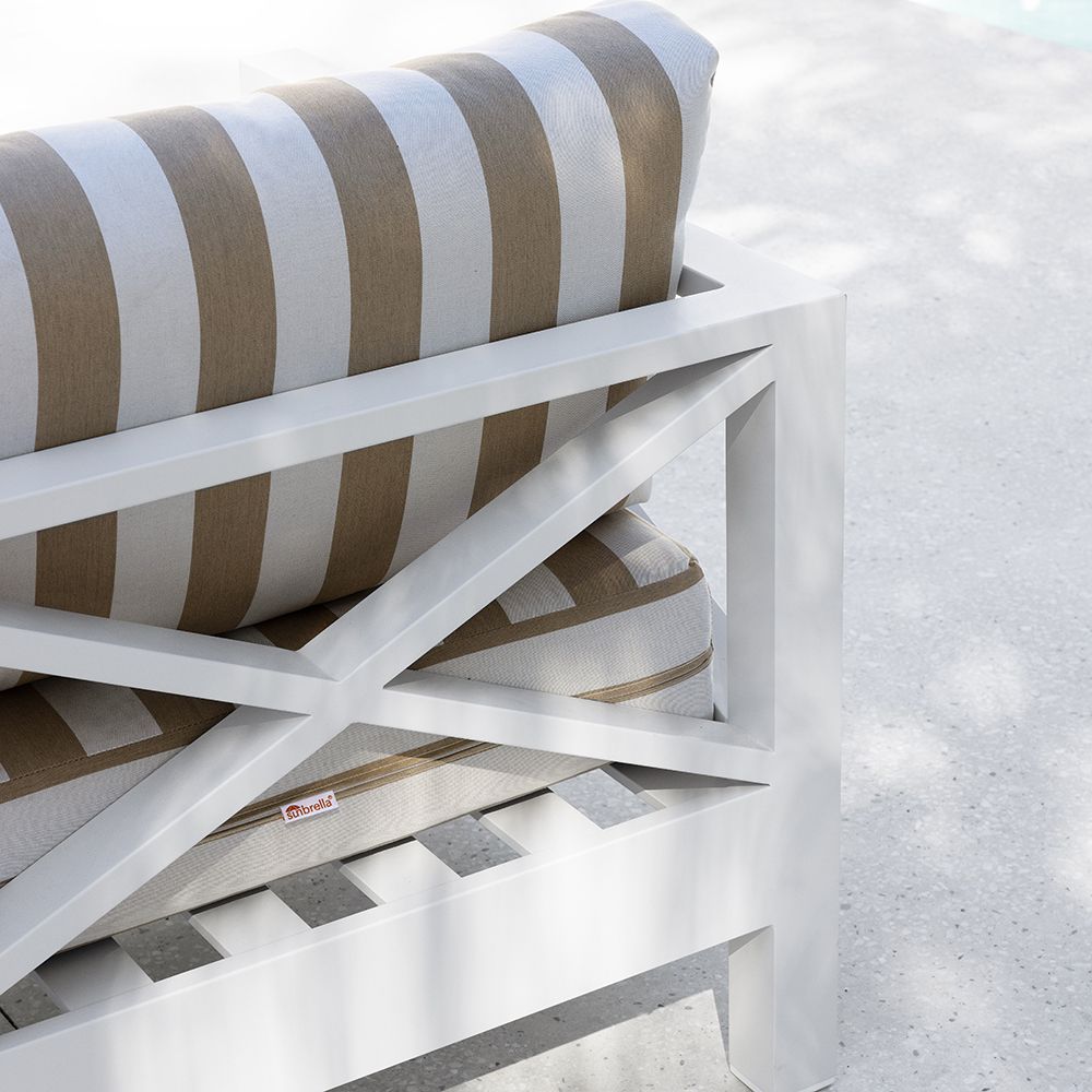 "Montego Bay" Hamptons Style Outdoor Aluminium 2 Seater Lounge with Sunbrella Cushions - Image 5