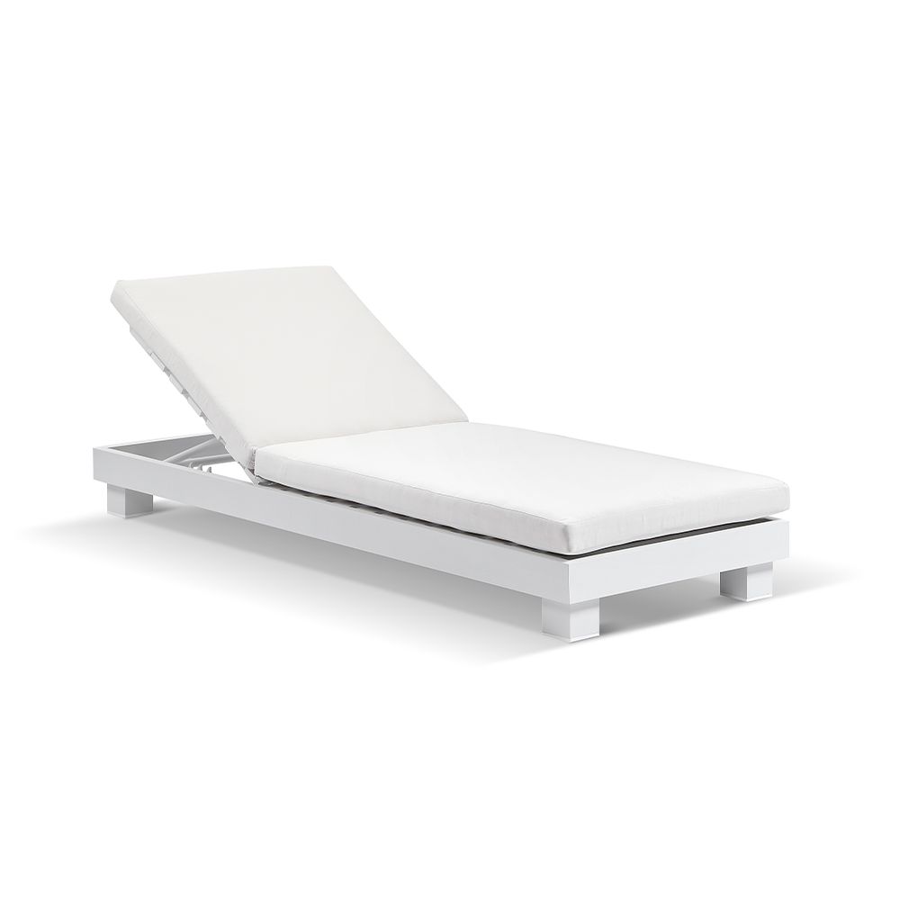 "Hawaii" Hamptons Style Aluminium Sun Lounge Set in White with Sunbrella White Cushions - Image 2