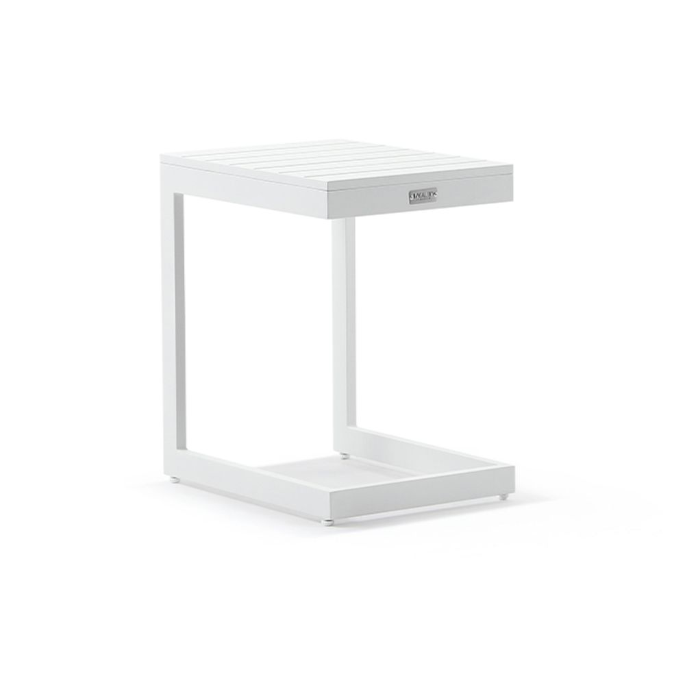 "Hawaii" Hamptons Style Aluminium Outdoor Aluminium Slide Under Side Table, White - Image 2