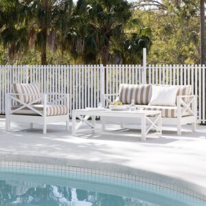wp-image-tigress-41382.jpg "Montego Bay" Hamptons Style Outdoor White Aluminium 2+1 Seater Lounge Setting with Coffee Table, Sunbrella Beige & White Stripe Cushions