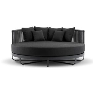 wp-image-tigress-41410.jpg "Coolum" Hamptons Style Outdoor Aluminium Round Daybed in Charcoal with Grey Rope, L200cm x D200cm x H74cm (RRP $999)