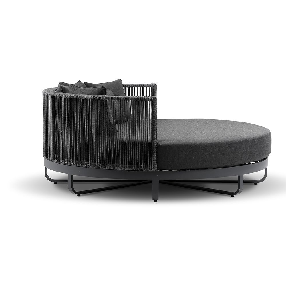 "Coolum" Hamptons Style Outdoor Aluminium Round Daybed in Charcoal with Grey Rope, L200cm x D200cm x H74cm (RRP $999) - Image 4