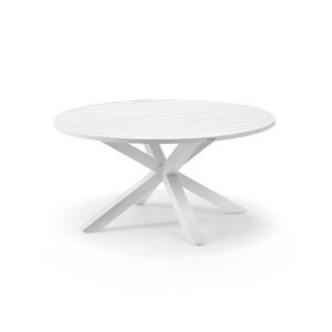 "Hawaii" Aluminium Outdoor Resort Style Hamptons Style Dining Table White, 150cm Round