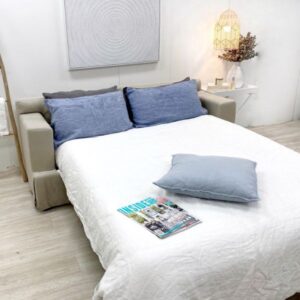 "Southampton" Hamptons Style Fabric 2.5 Seater Sofa Bed Lounge Feather Filled with Removable Slip Covers, Linen (RRP $3499)