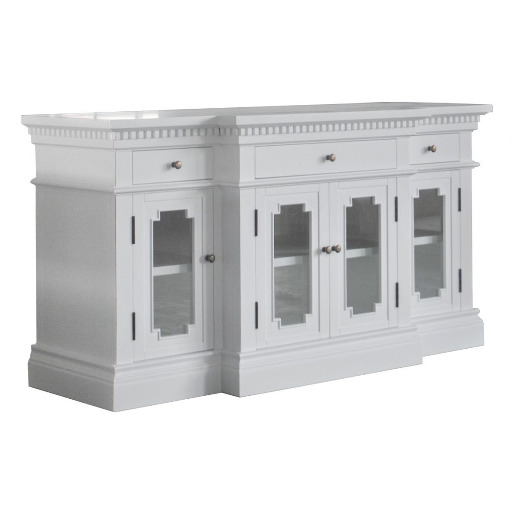 "St James" Hamptons Style 4 Door Entertainmet Unit Buffet White, 152cmW x 55cmD x 80cmH (RRP $3499) - Image 2